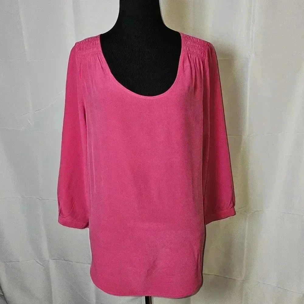 Max Studio 100% Silk‎ Long Sleeve Pink Tunic Sz M
